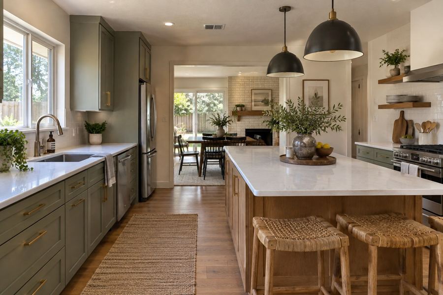 Modernised ranch kitchen in natural tones